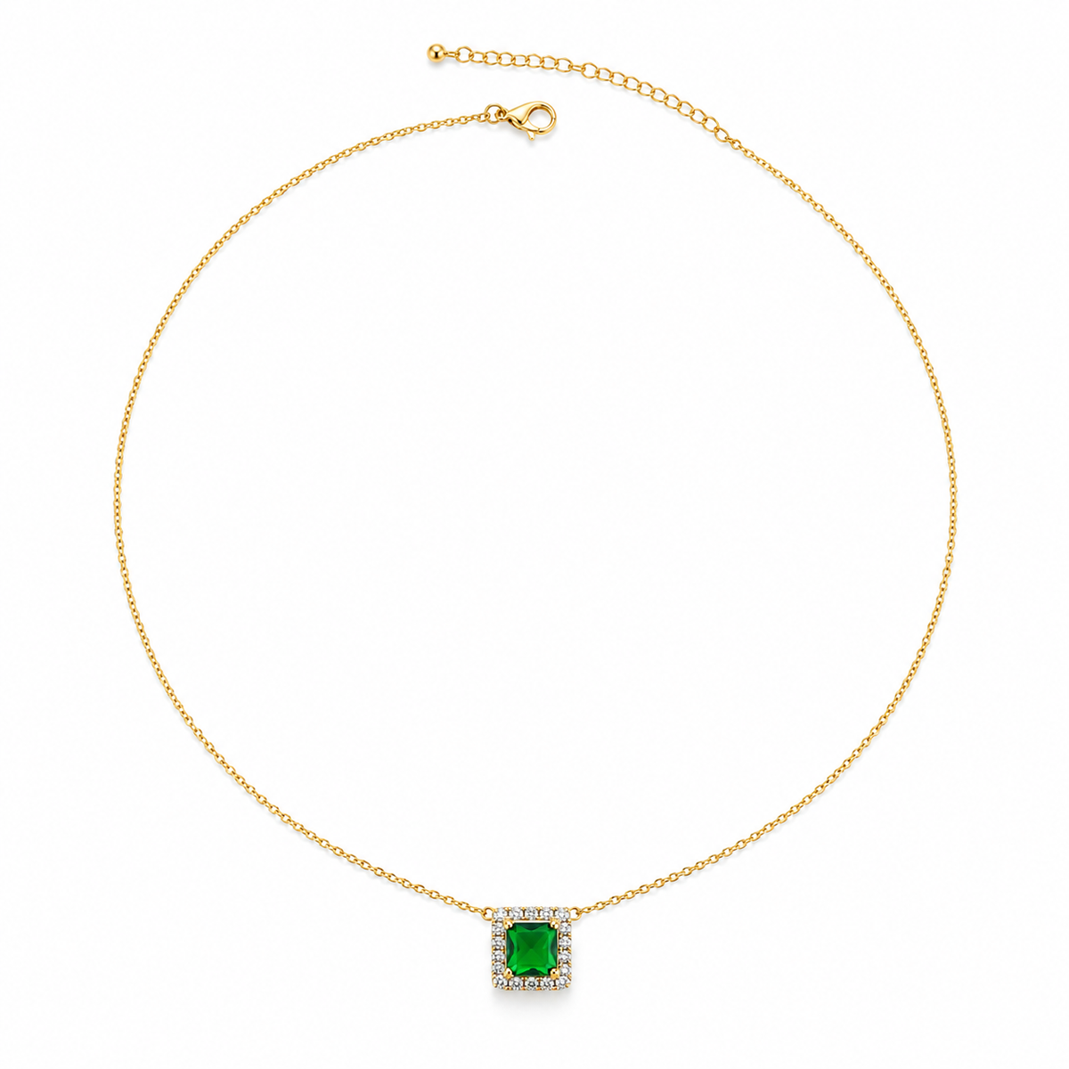 Emerald square shape necklace