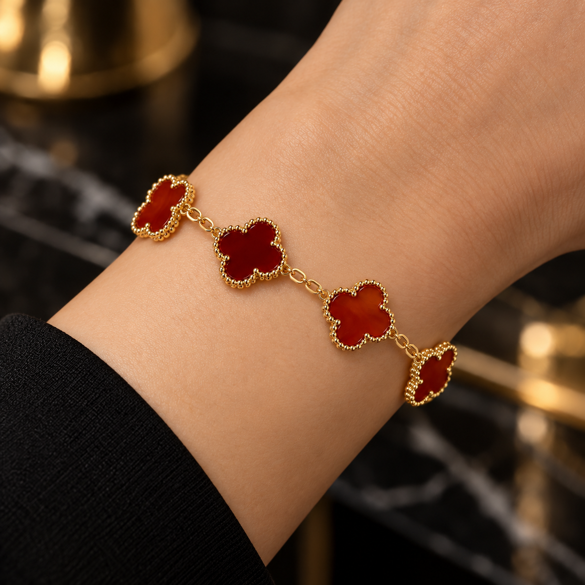 Vip seda Elegance Clover Bracelet – 18K Gold-Plated with Colorful Enamel