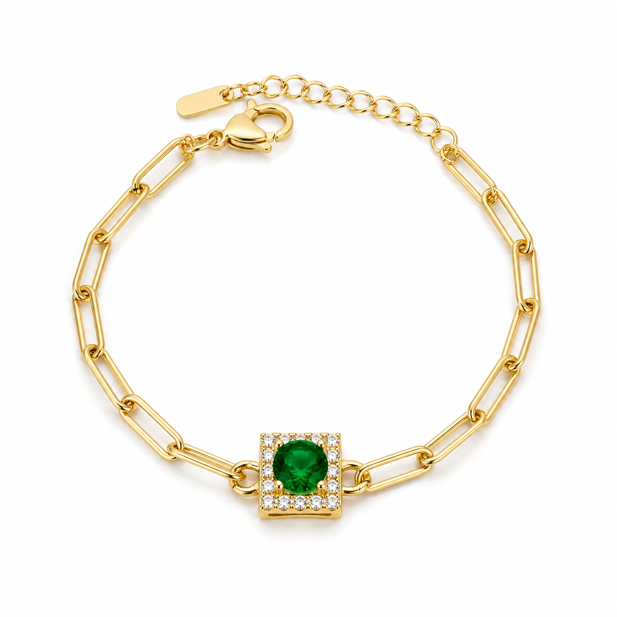 Square Halo Paperclip Bracelet