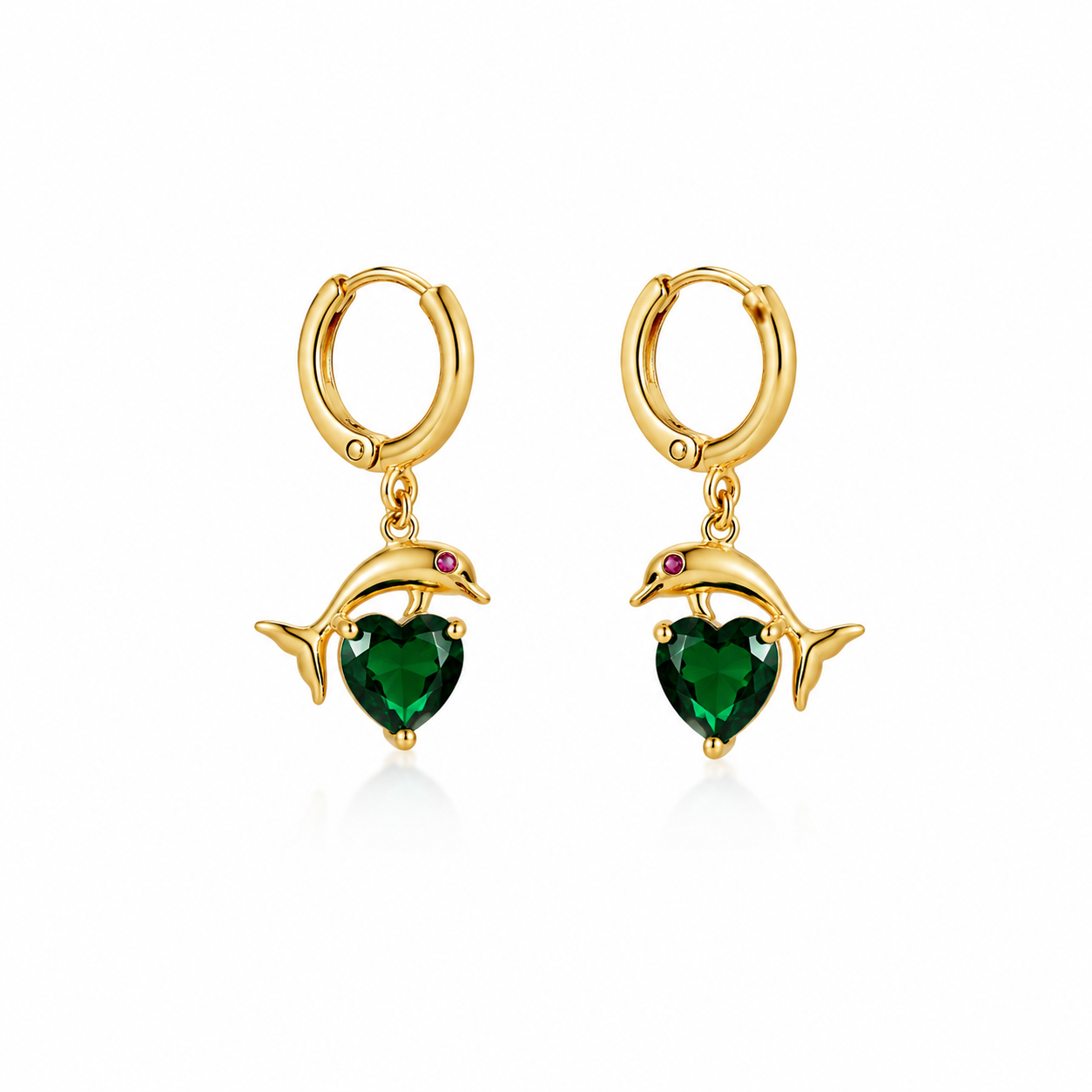 Dolphin Heart Drop Earrings