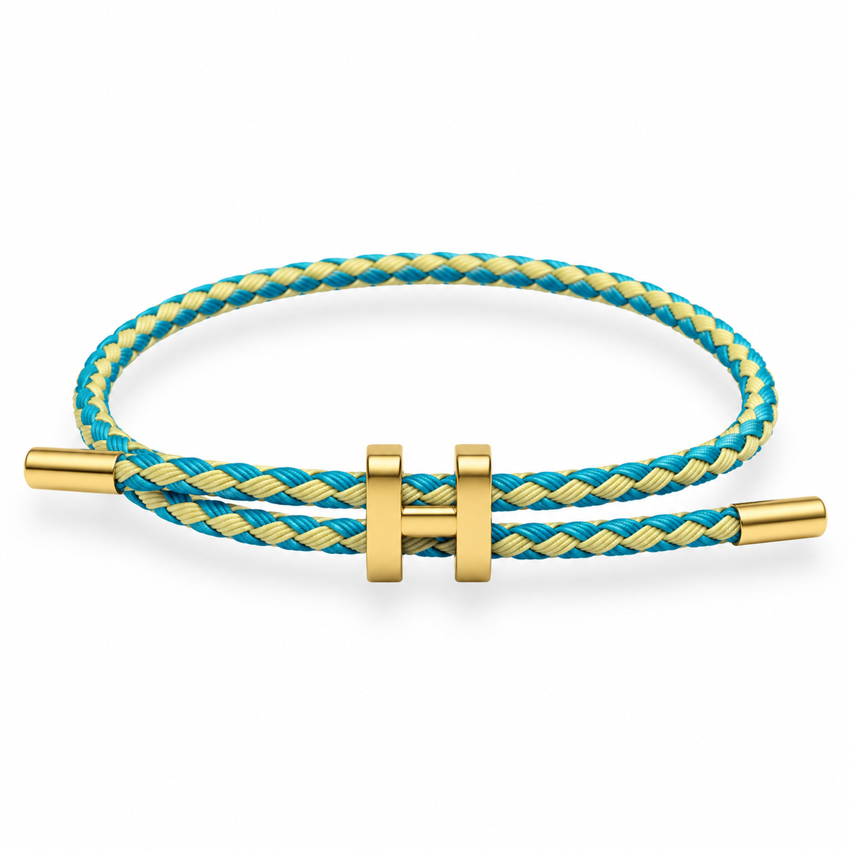 H Bracelet with Gold Interlock Clasp