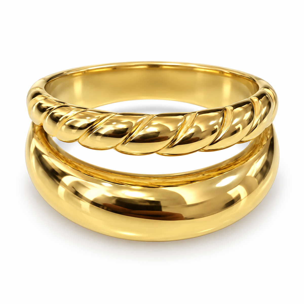 S.steel Gold-Tone Double Band Ring