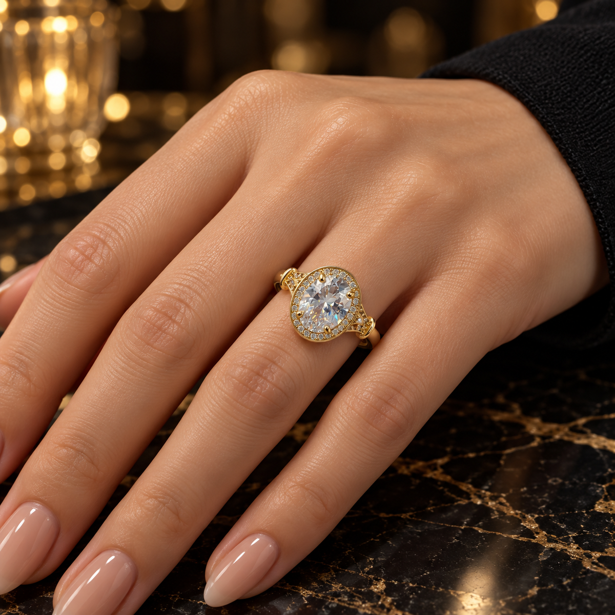 Halo Glamour Ring – Gold