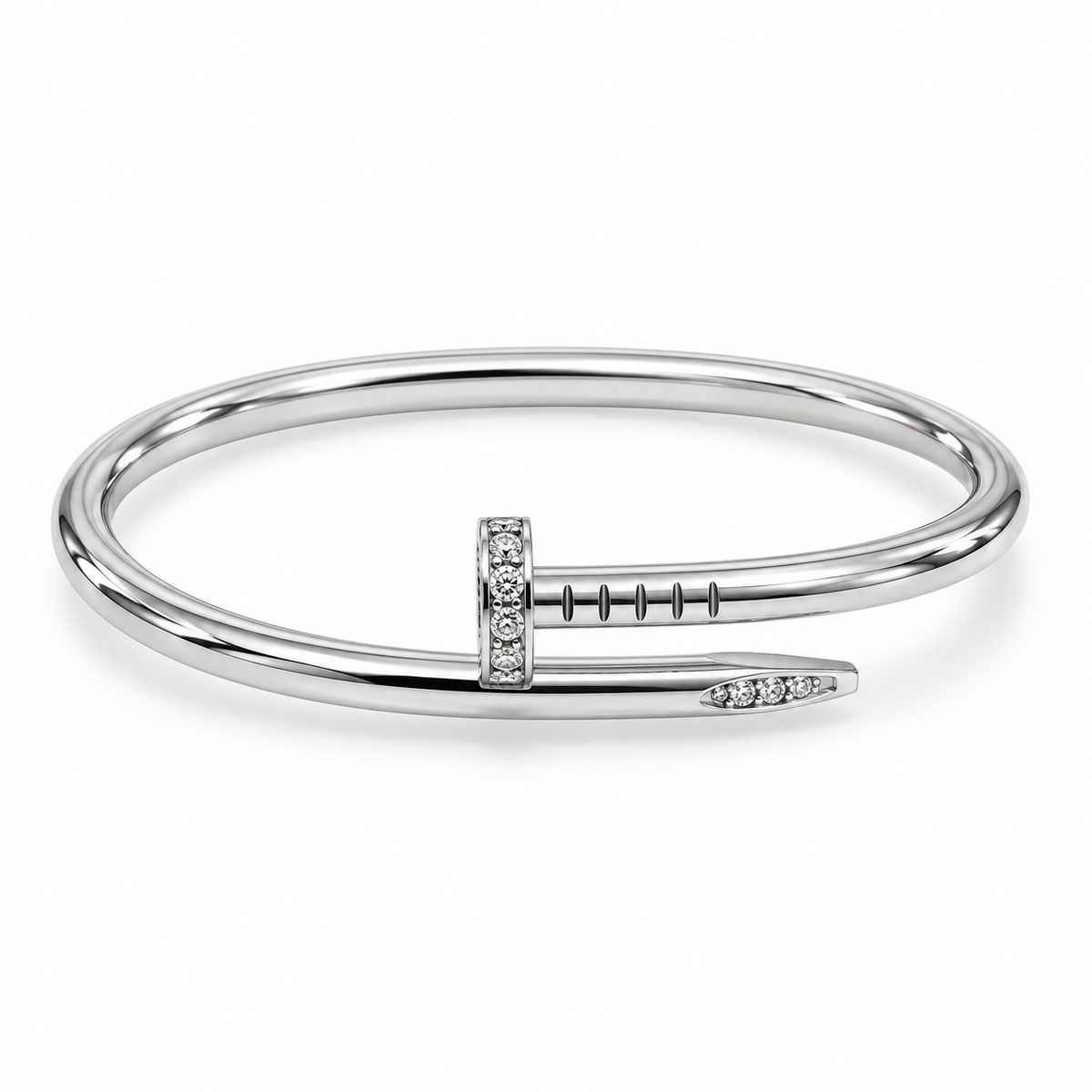 Silver With stone Nail Shine Bangle(size 17)