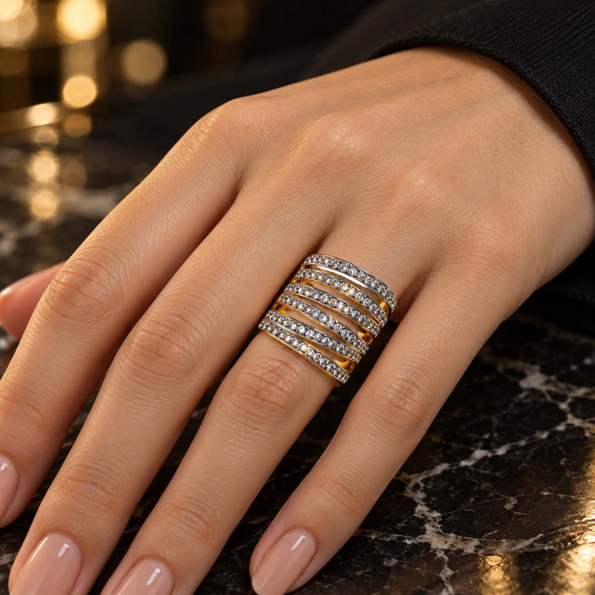 “Waves of Brilliance Ring” – Luxe Diamond Edition ✨