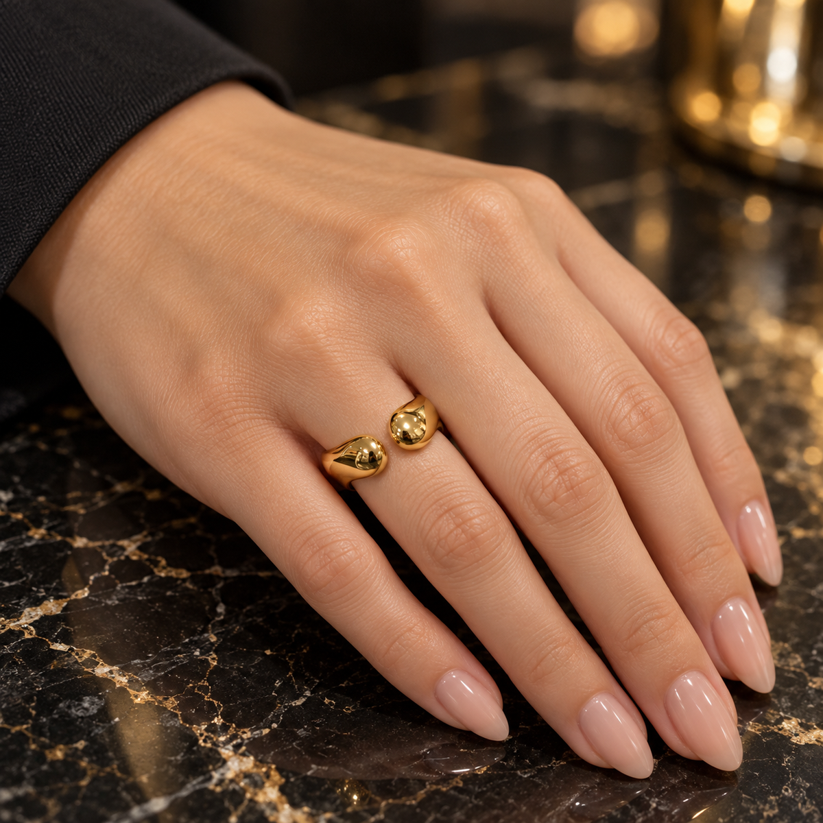 S.steel Bold Teardrop Ring – (free size)