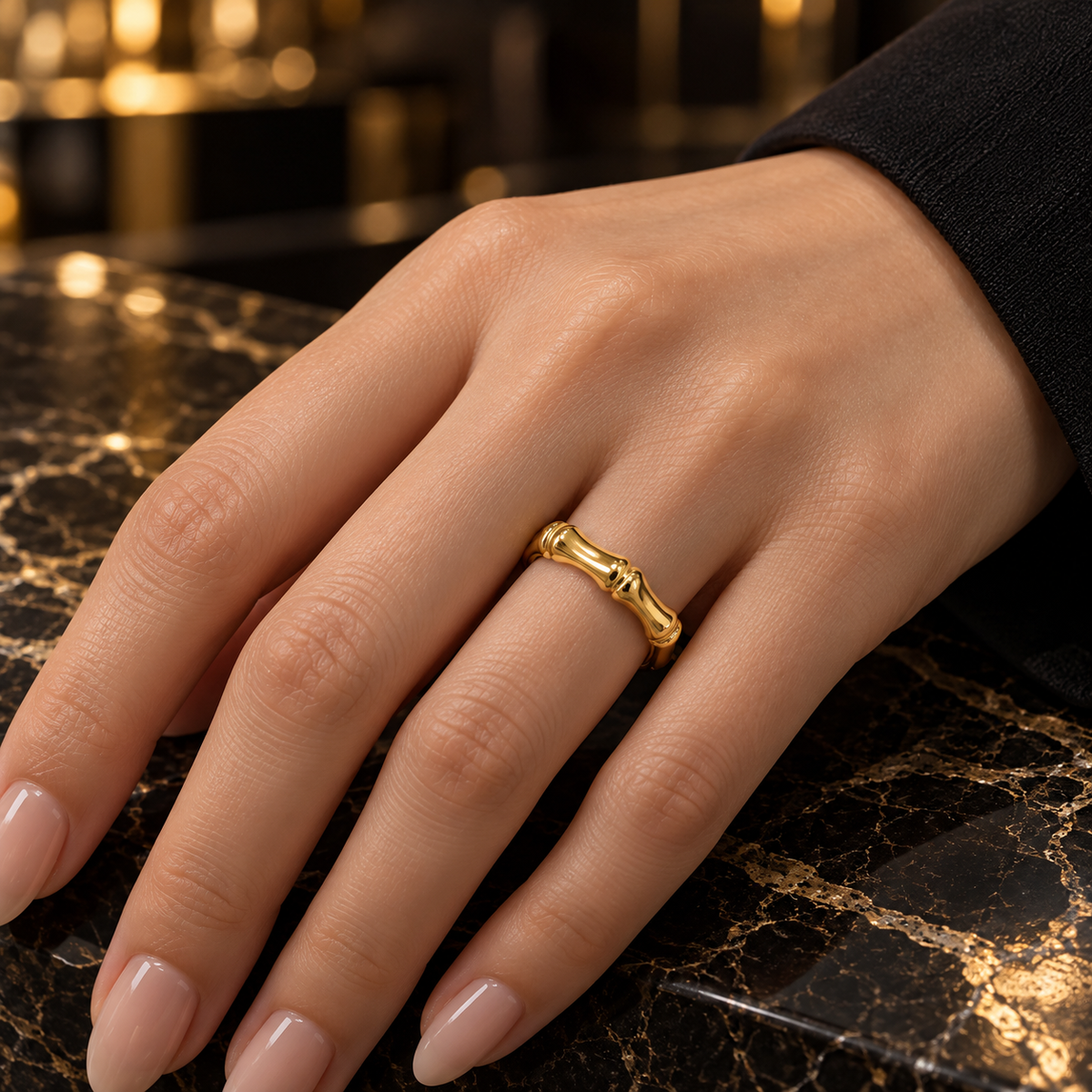 Bamboo Twist Ring – Gold