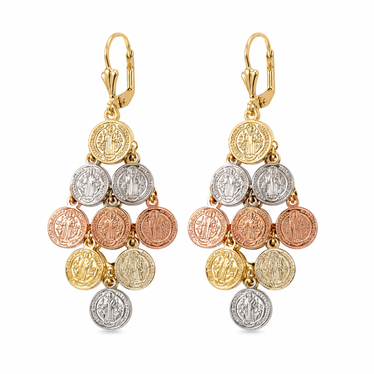 Saint Benedict Coin Tassel Earrings