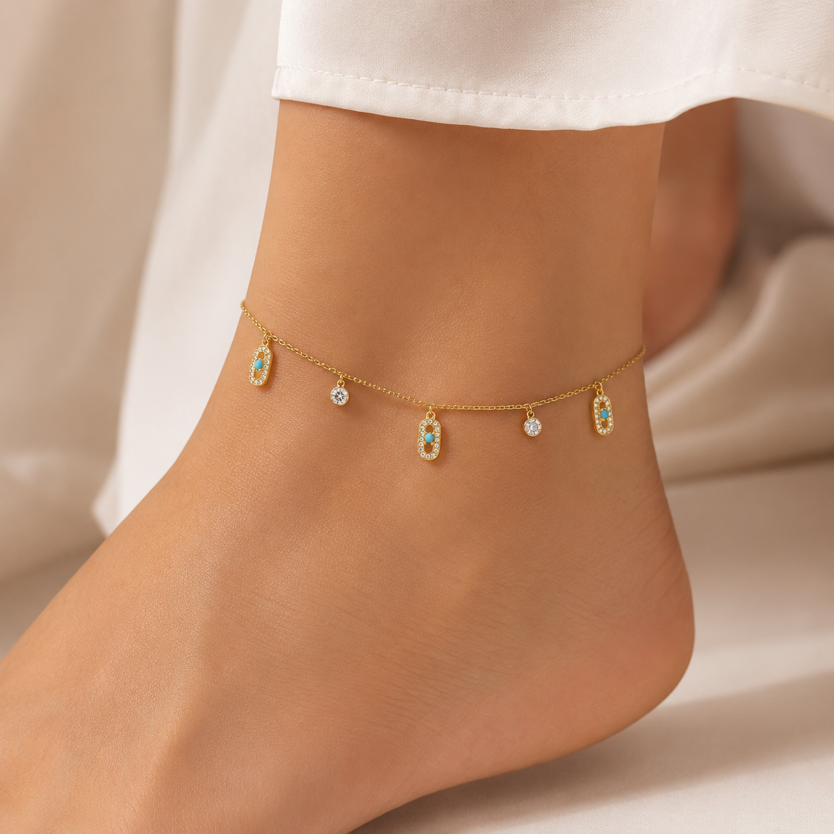 Messic-a Turquoise Charm Anklet