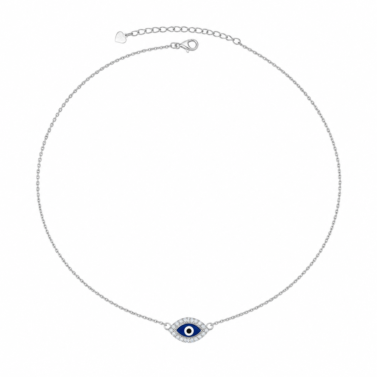 Silver 925 navy Evil Eye Necklace
