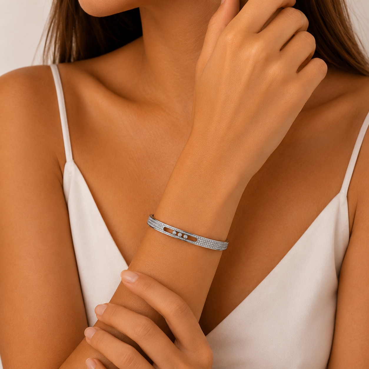 Messica Silver color Crystal Trio Bangle ✨💎🌙