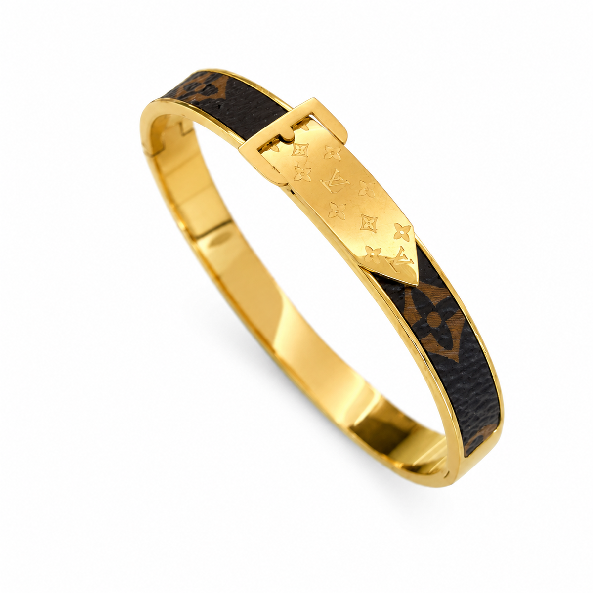 Monogram Leather-Inlay Bangle