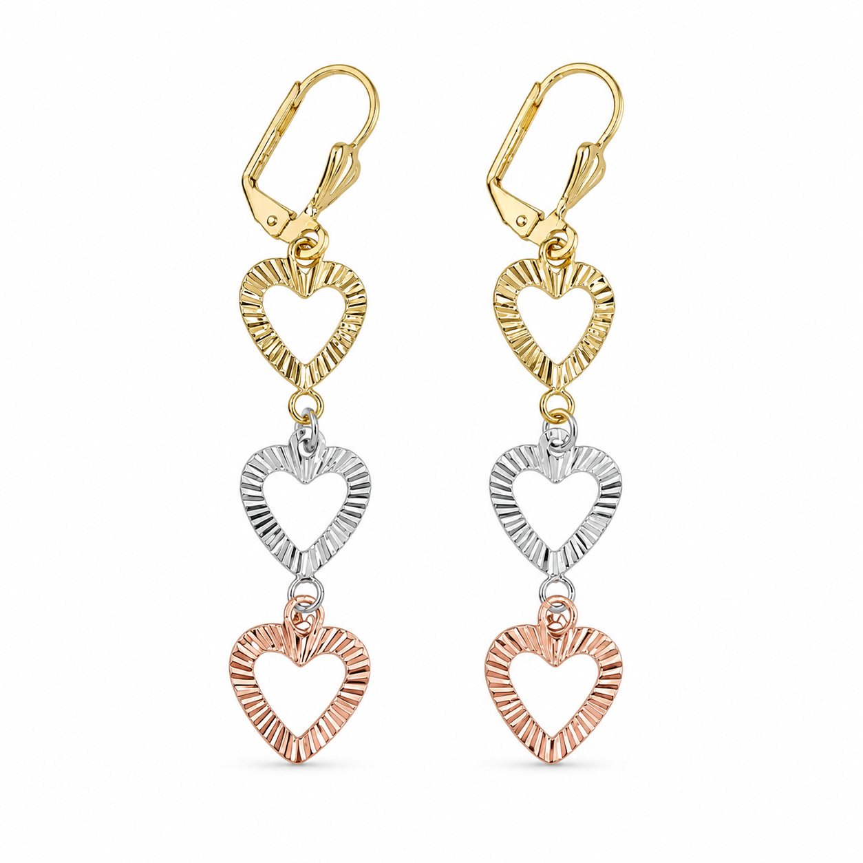 Triple Heart Drop Earrings