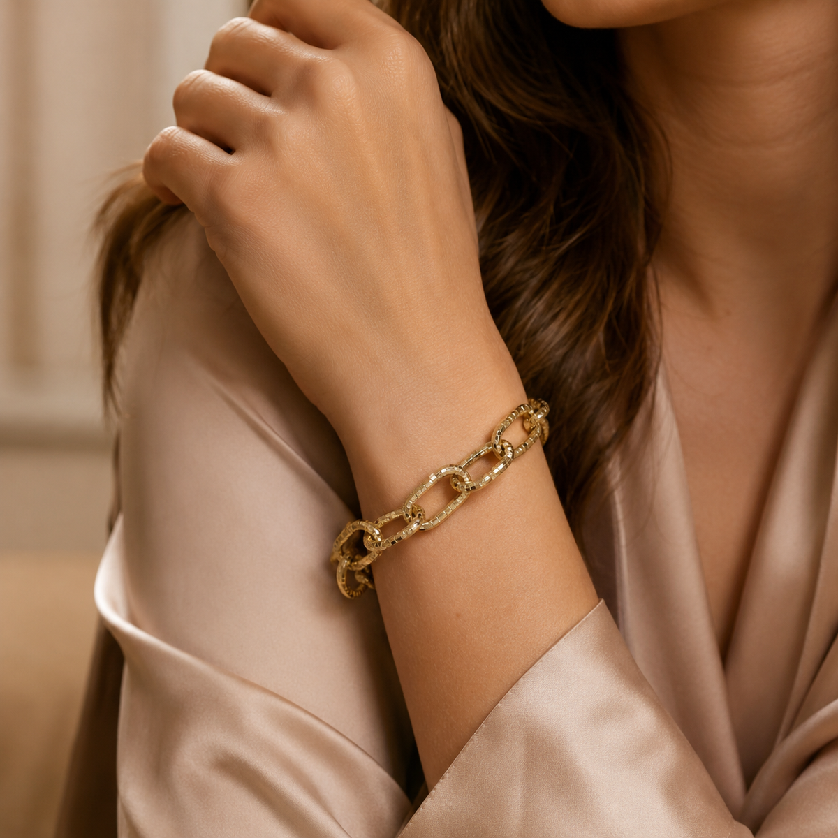Textured Oval Link Bracelet(9.5mm)