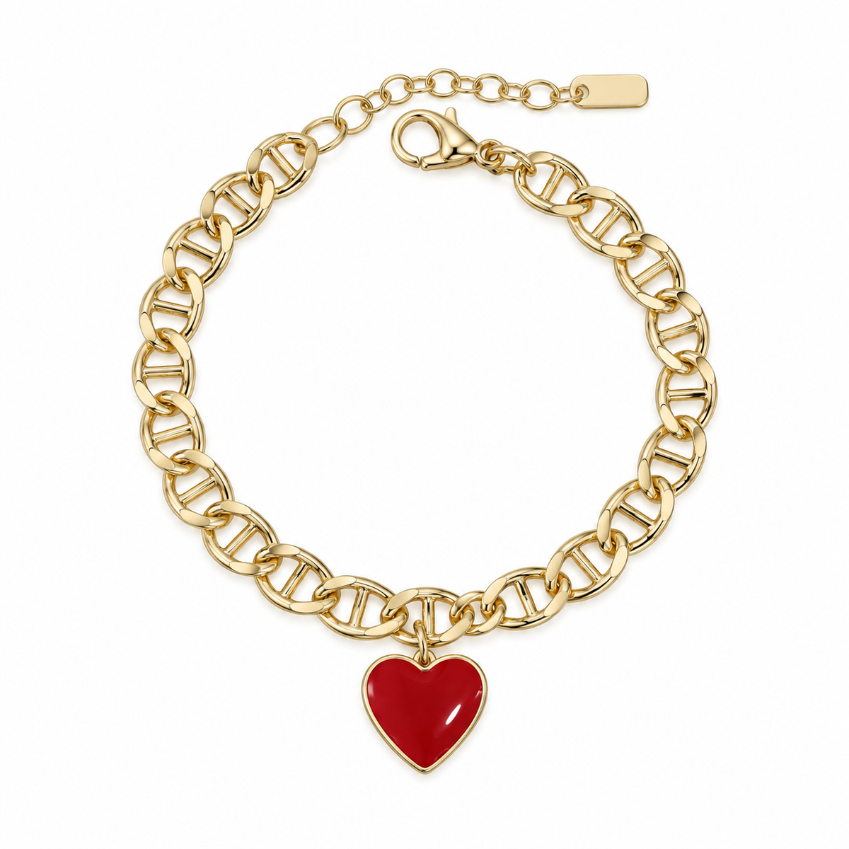 Red Heart Charm Bracelet – Bold Love Edition