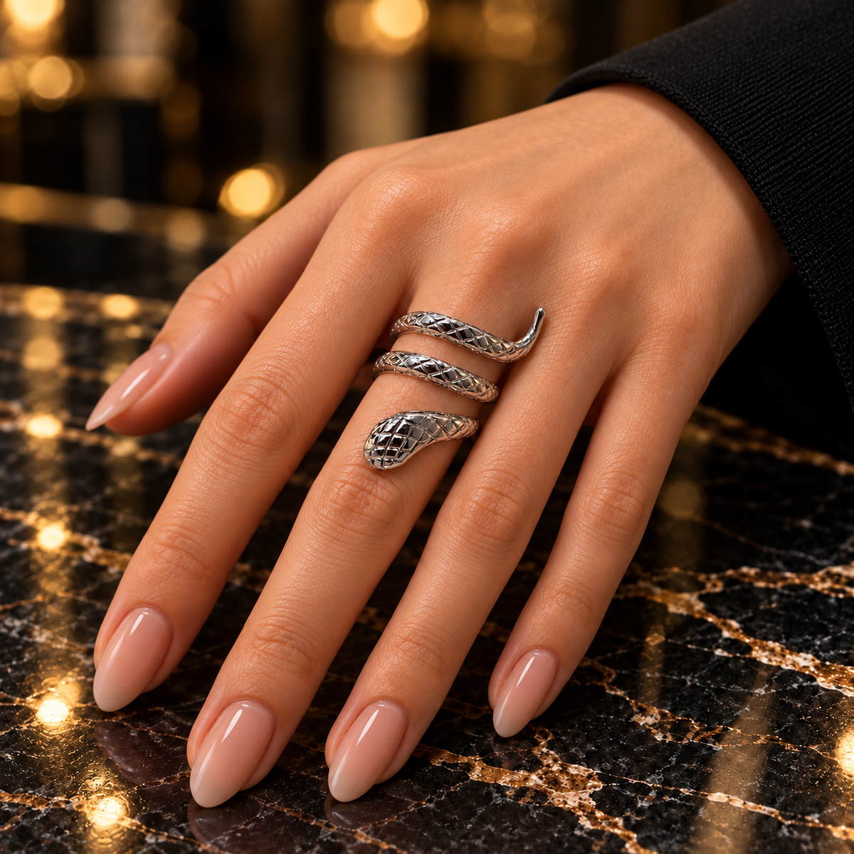 Silver snake Serpent Spiral Ring
