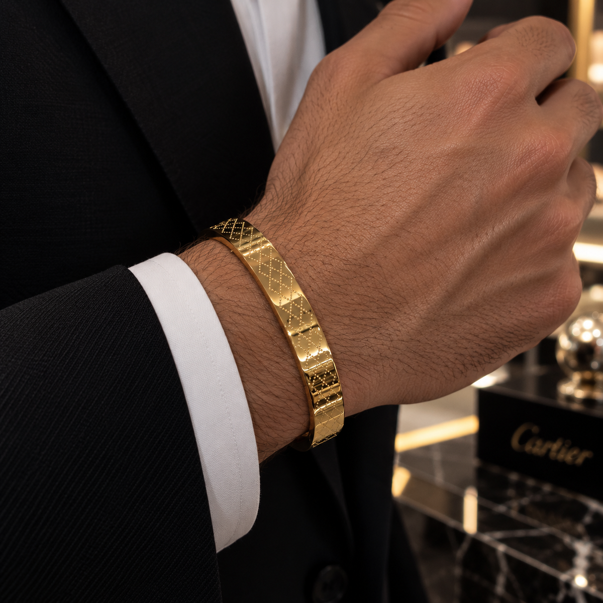 Classic Engraved Bangle – Gold & Silver ✨