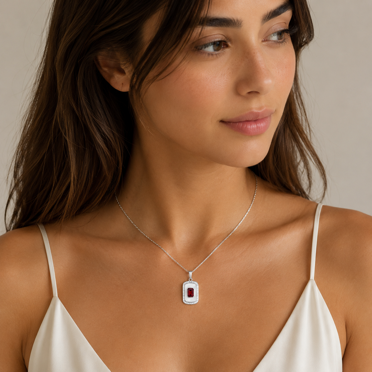 🔴 Ruby Luxe Silver Necklace