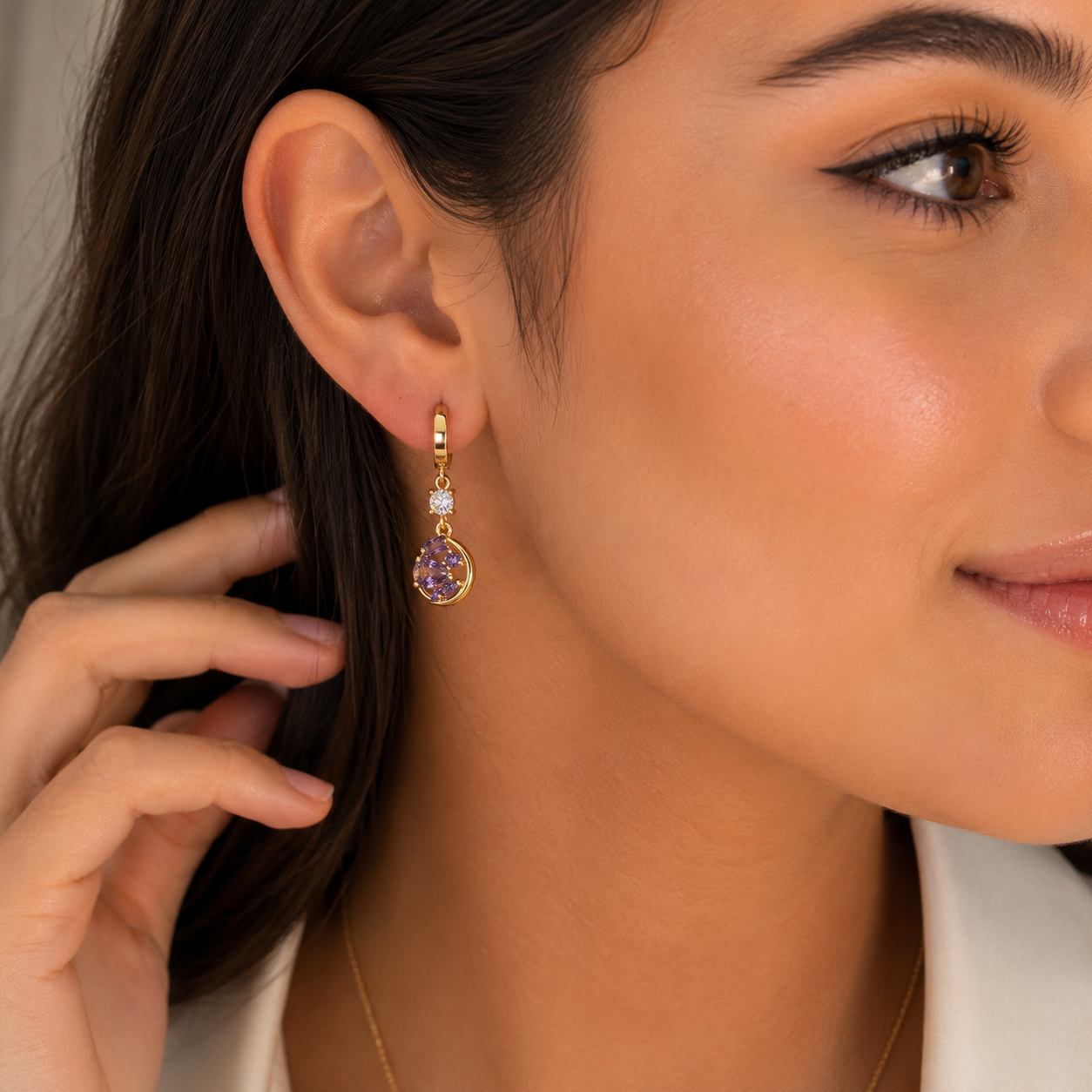 Zomorrod Drop Hoop Earrings