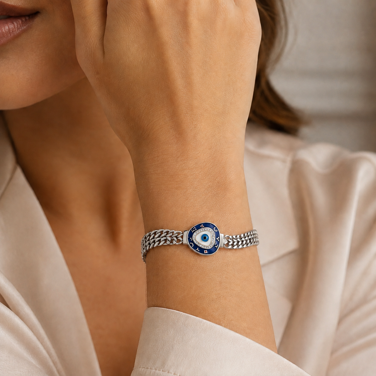 Mystic Enamel Eye Chunky Chain Bracelet