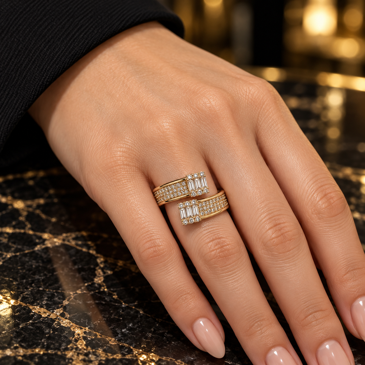 Double Glam Wrap Ring – Gold