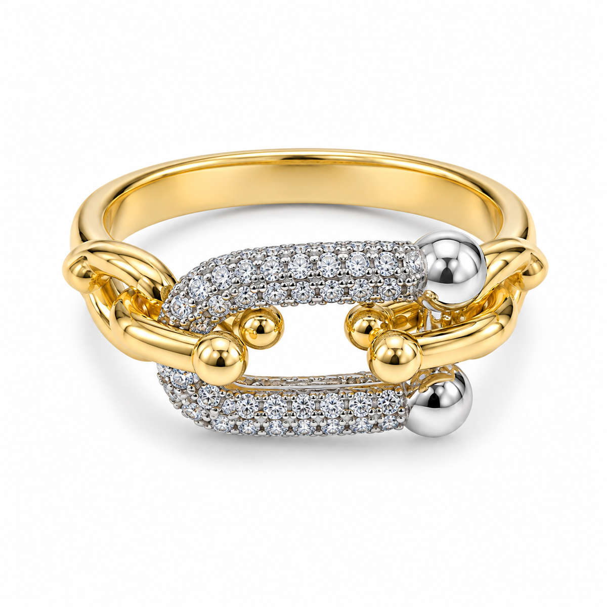 Tiffan-y Dual-Tone Crystal Link Ring