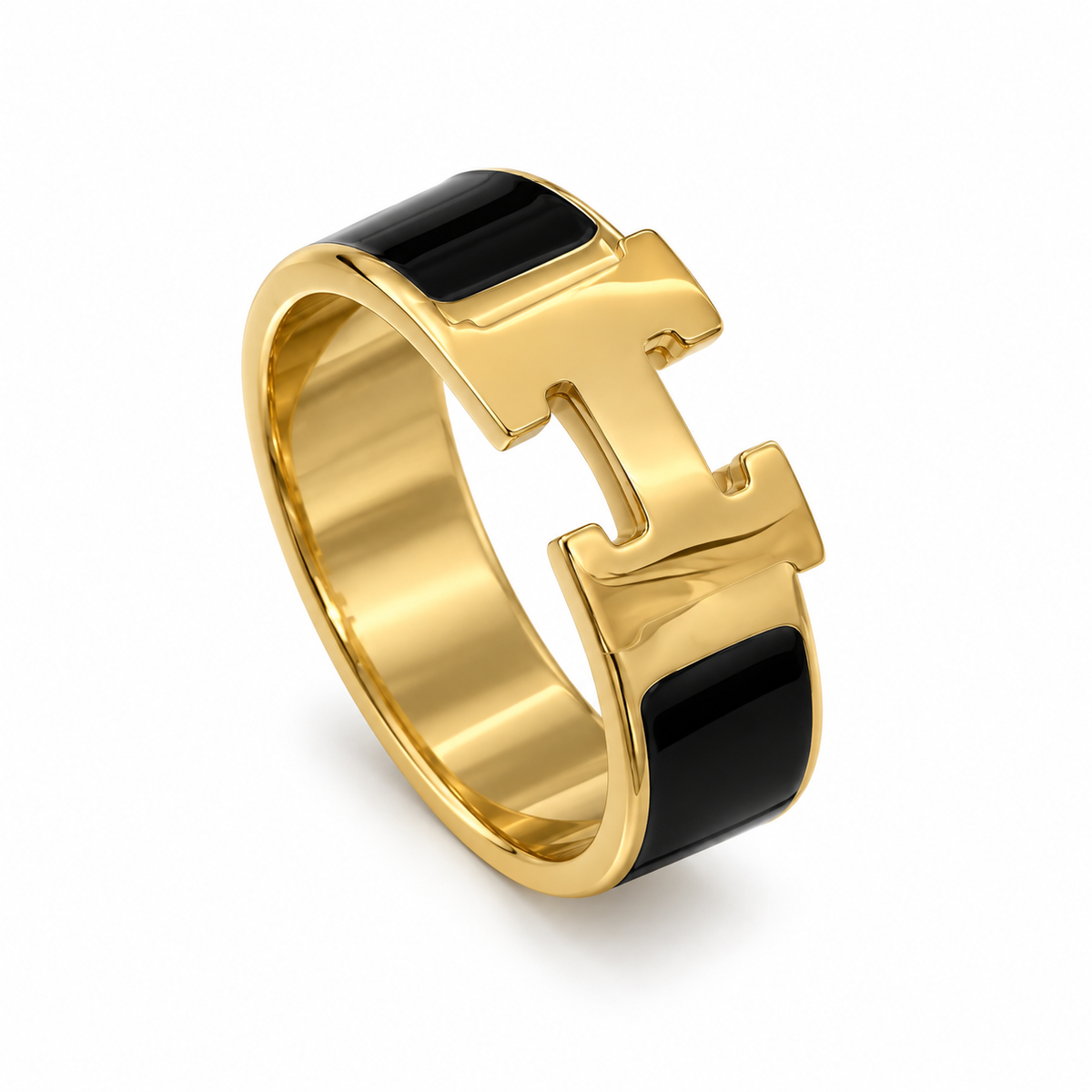 Enamel Interlock Ring – 18K Gold-Plated