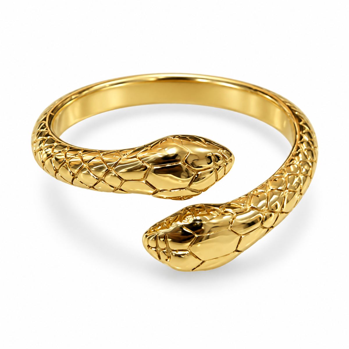 S.steel Textured Twin Snake Ring – Gold & Silver Power Duo