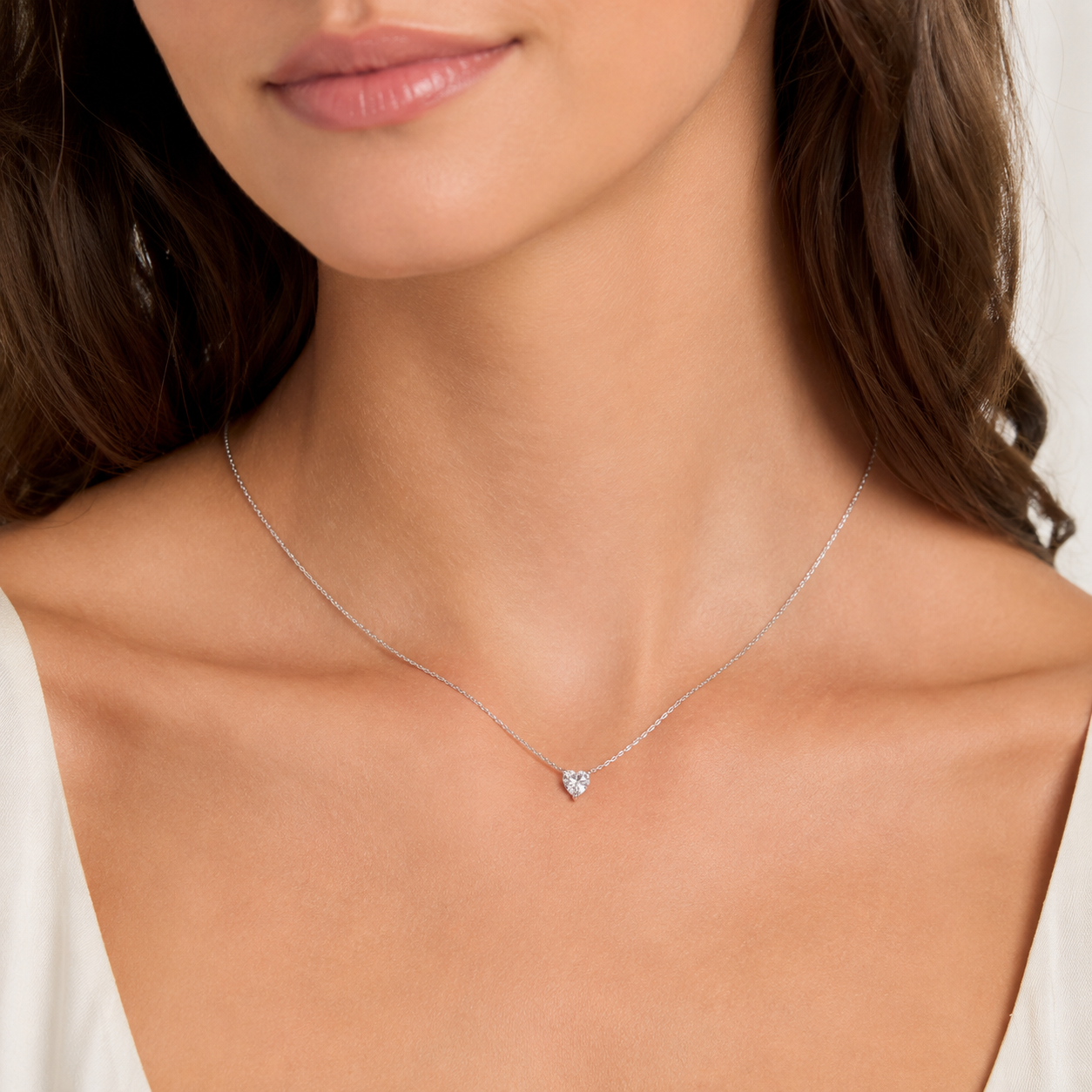 Silver 925 Mini-pandora Heart Crystal Necklace –  Minimalist Elegance