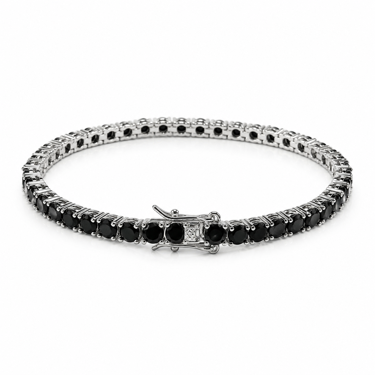 Black and silver Stainless Steel Tennis Bracelet – (4mm)