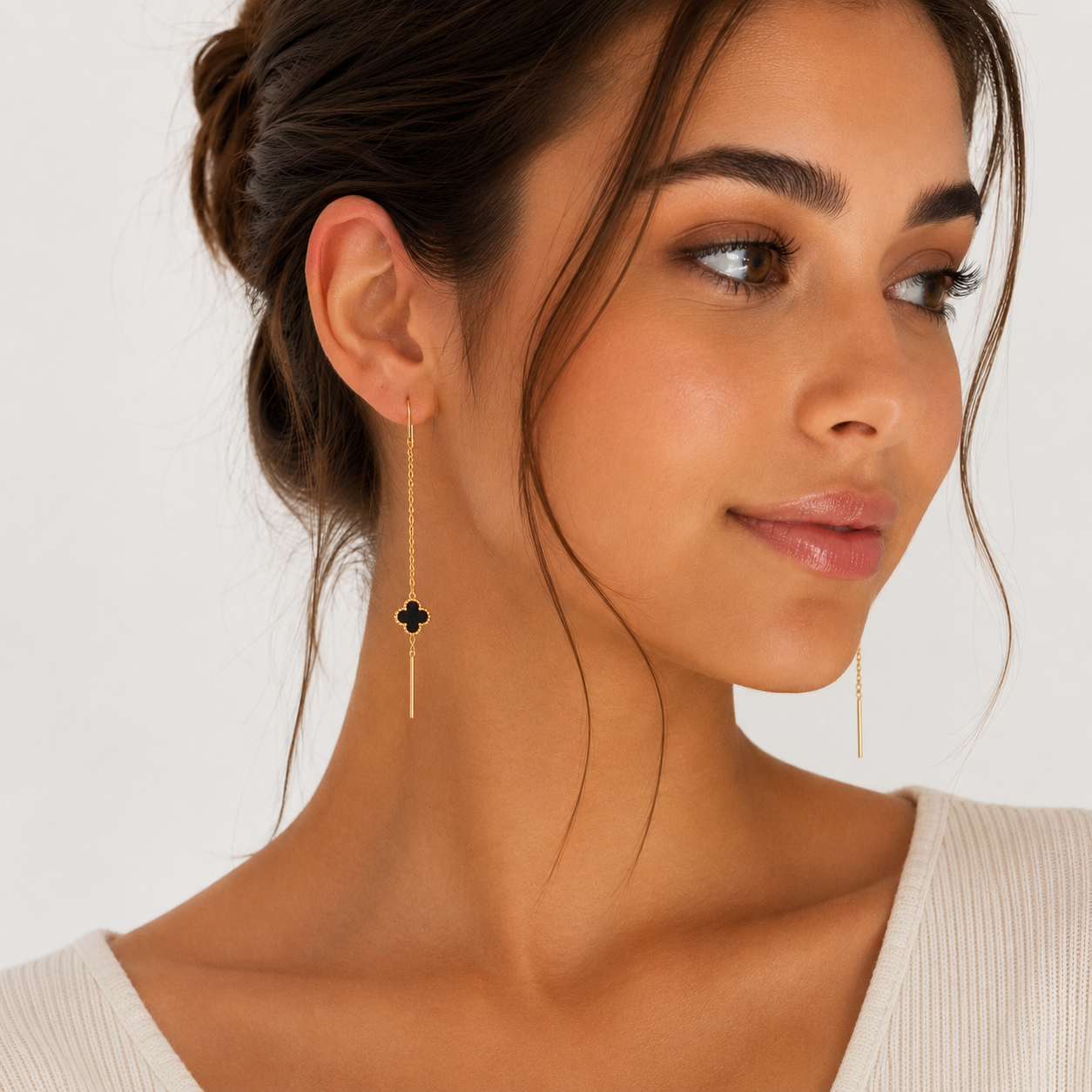 Black vancleef small Threader Earrings – Elegant Dangle Design