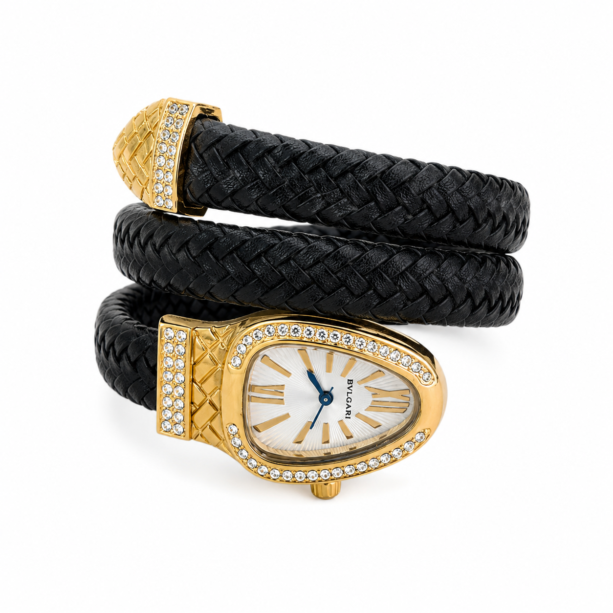 Serpenti Wrap Leather Watch – Gold Case with Crystals