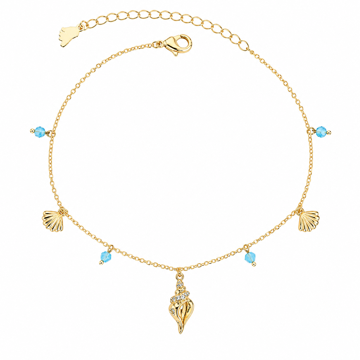 Seashell & Ocean Crystal Anklet