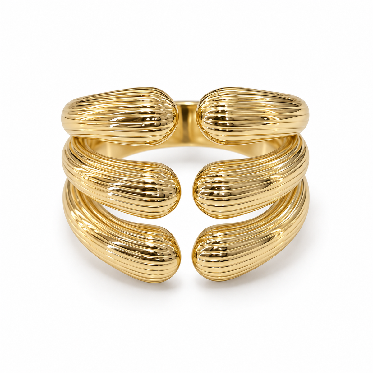 Bold Wave Ring – Pure Gold Shine