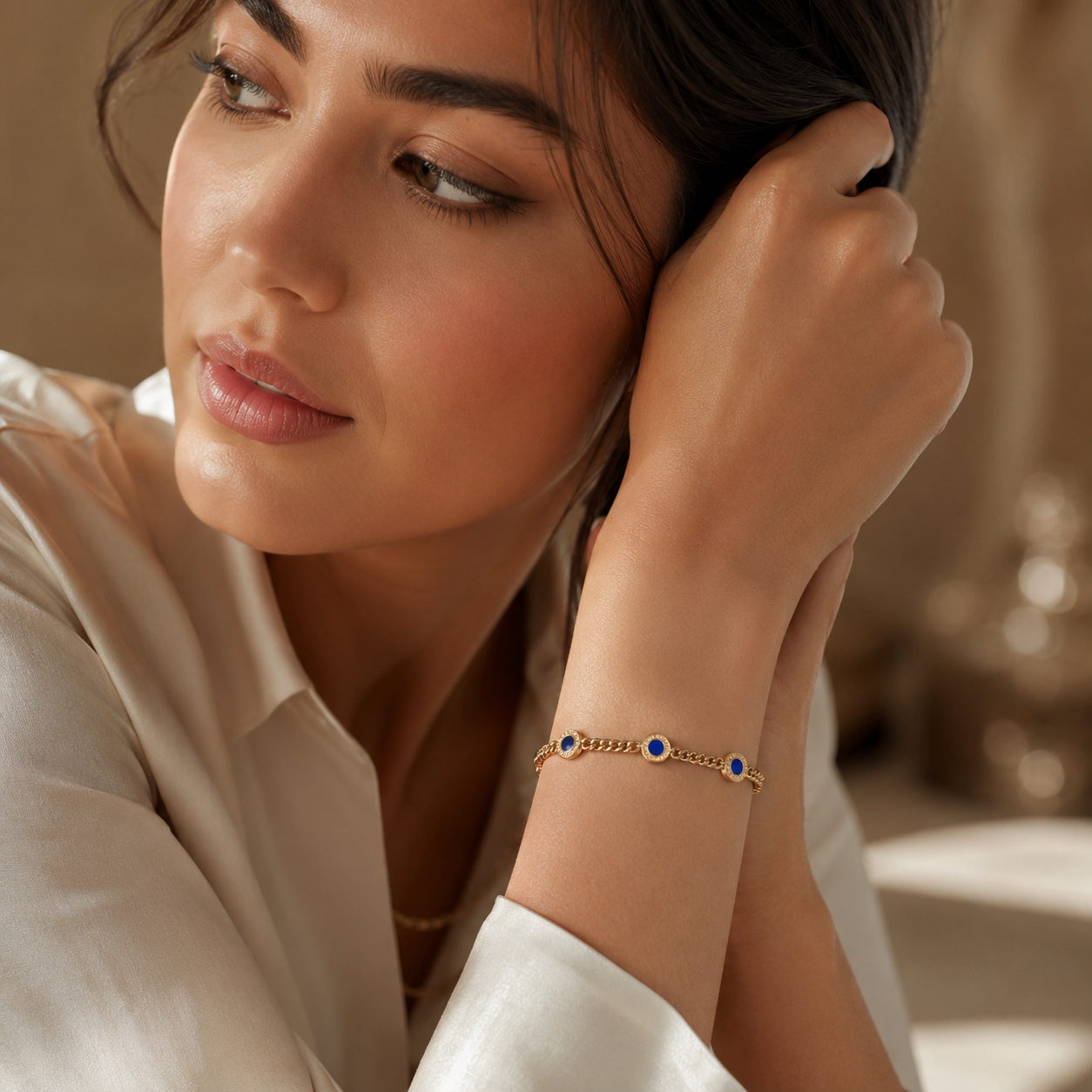 Blue Charm Chain Bracelet