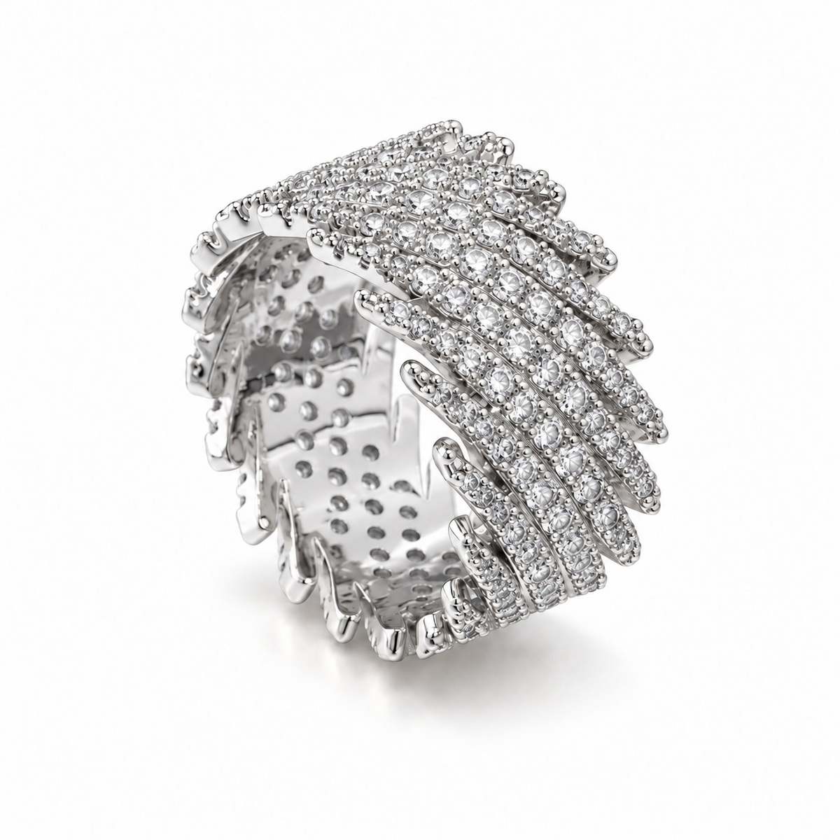 wedding Royal Pavé Statement Ring – Gold & Silver ✨