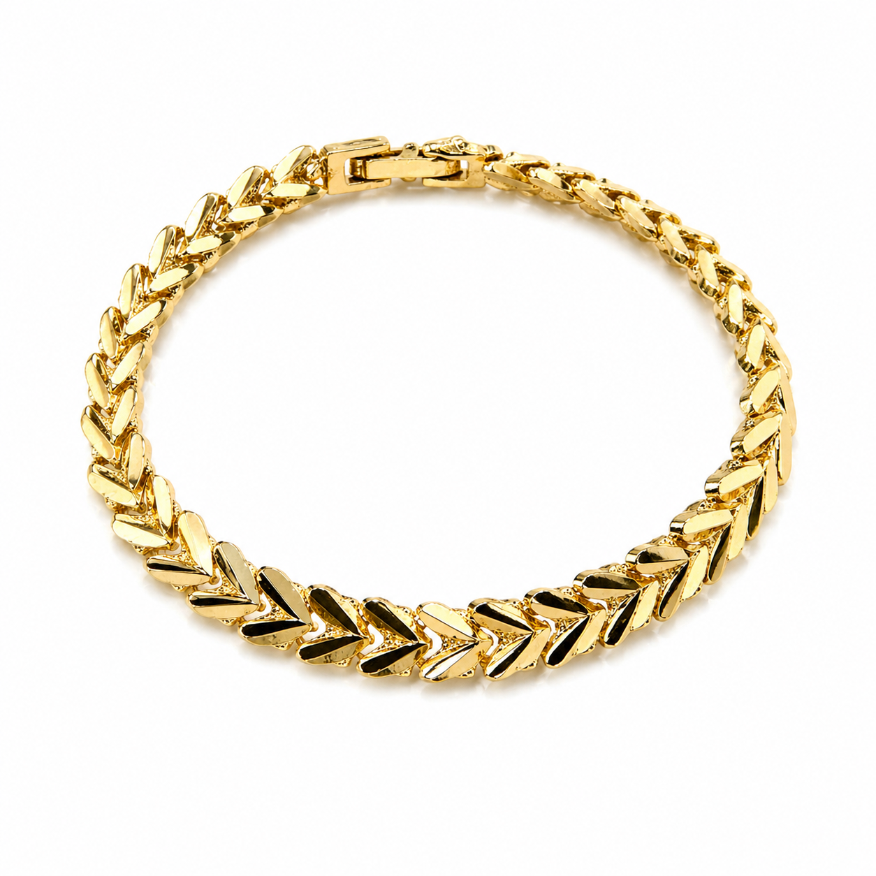 Wheat Sleek Chevron Link Gold Bracelet