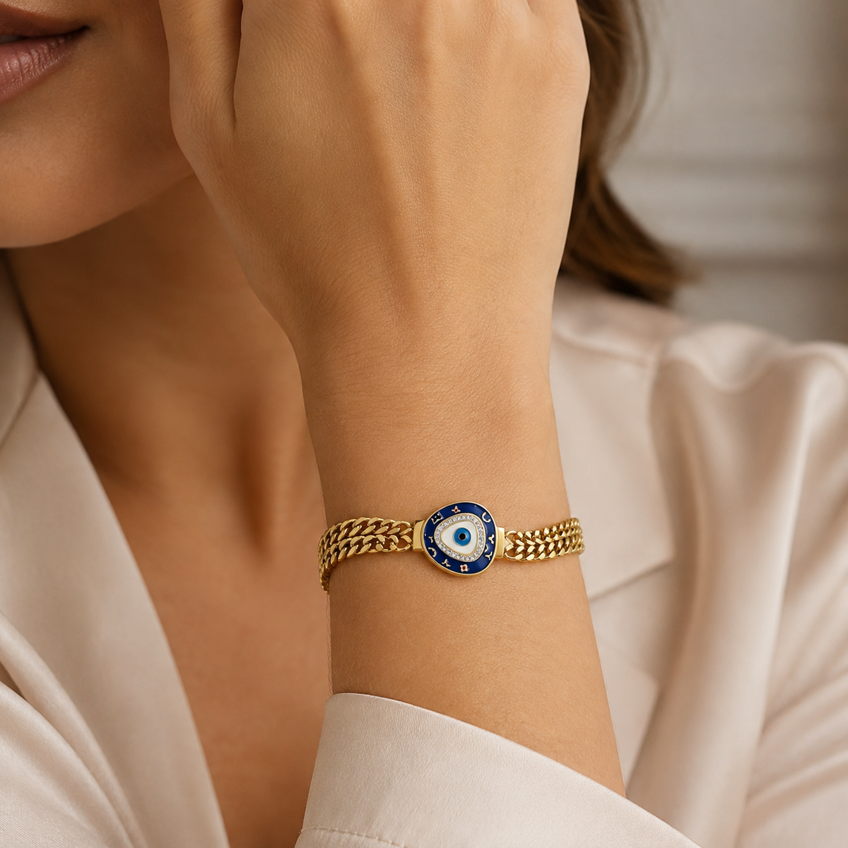 Mystic Enamel Eye Chunky Chain Bracelet