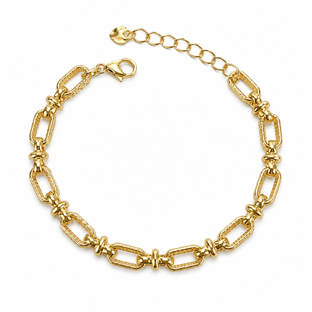 Textured Rectangular Link Bracelet(6mm)