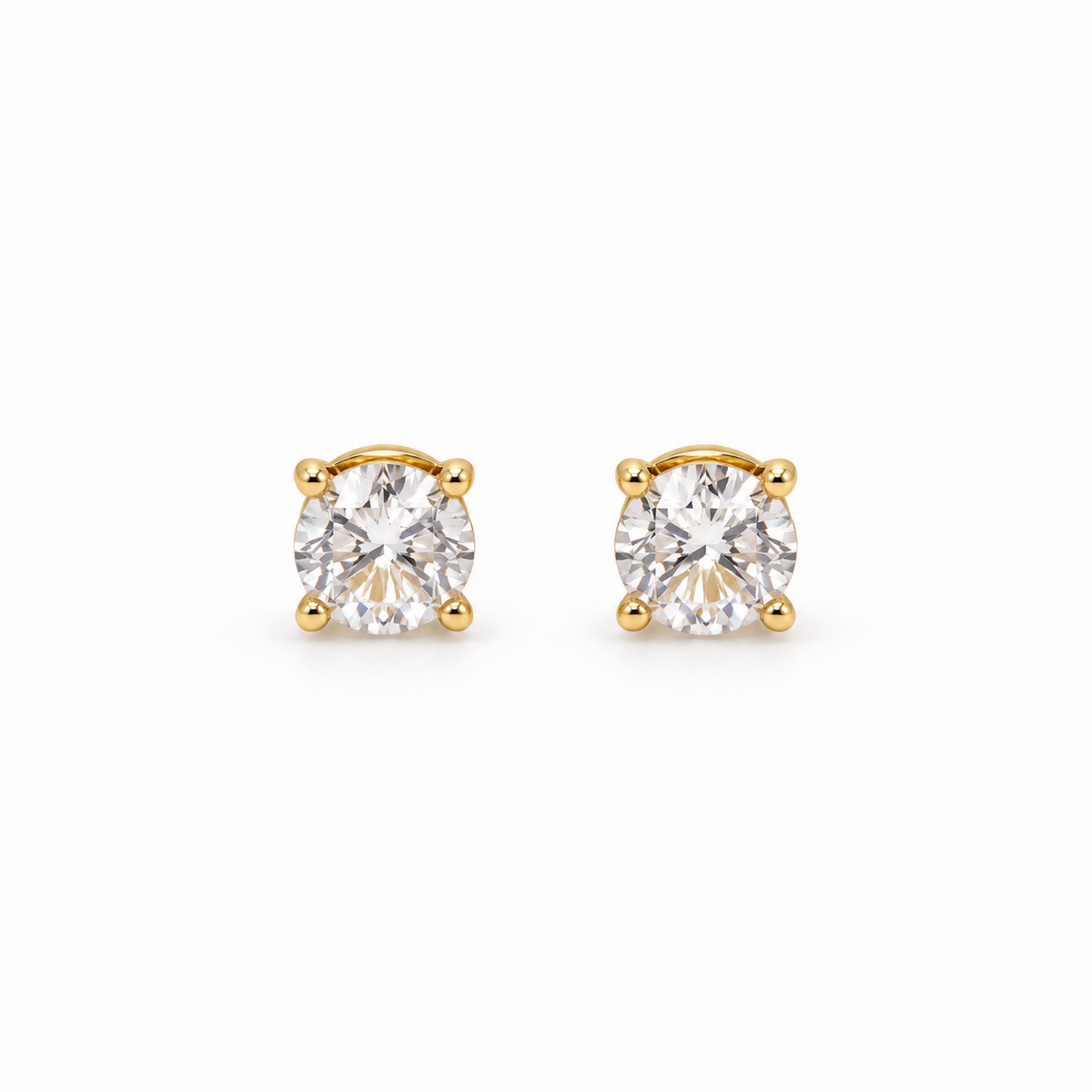 Round-Cut Stud Earrings – Gold Plated & Hypoallergenic