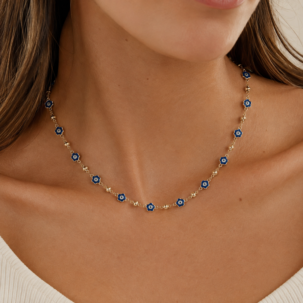 Floral Evil Eye Necklace