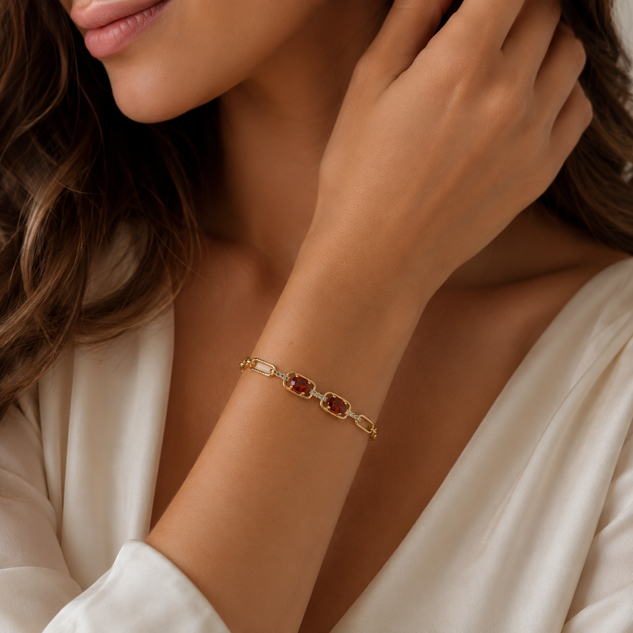 Colored stone Link Bracelet