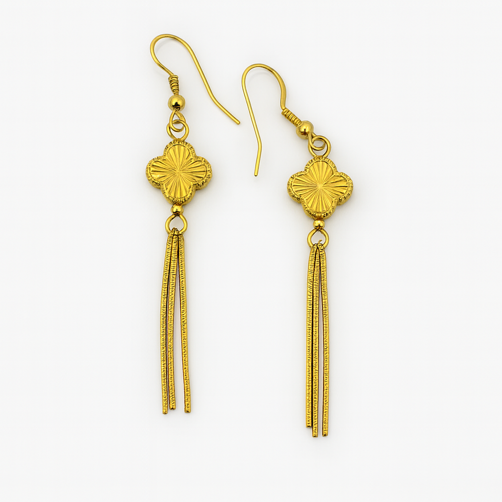 Golden Clover Tassel Earrings