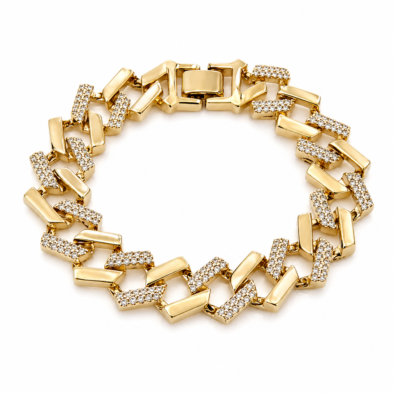 Zigzag Link Gold Bracelet – Modern Sparkle