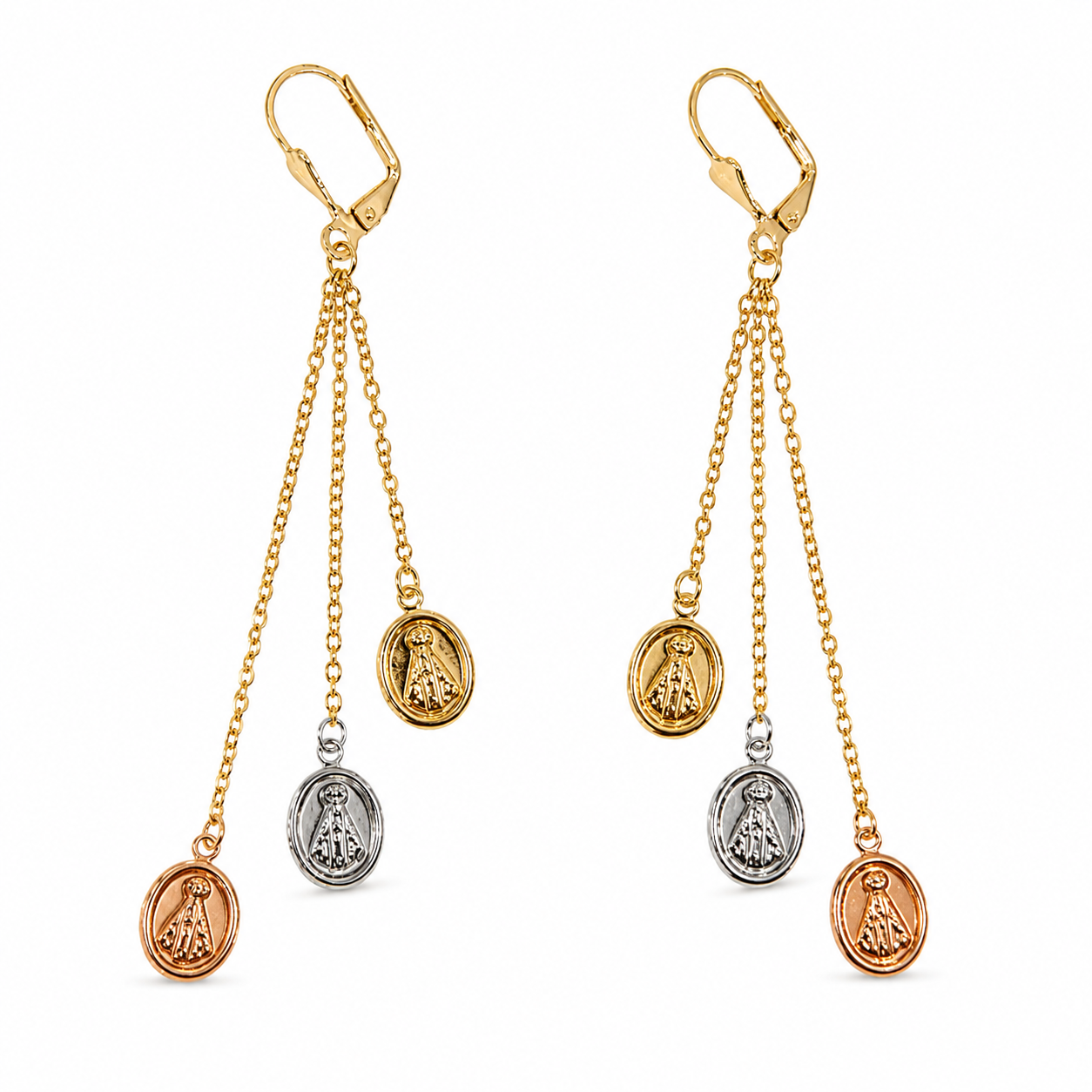 Our Lady Medal Tassel Earrings