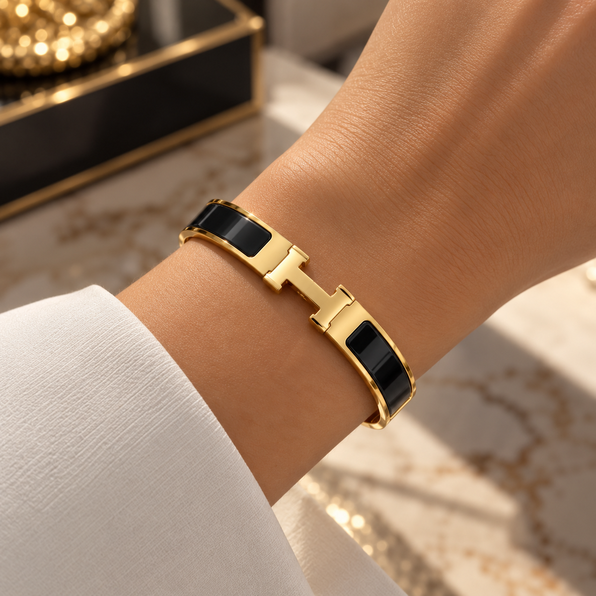 Tangerine Enamel Interlock Bangle