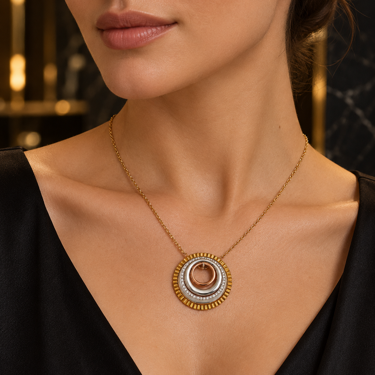 Triple Harmony Circle Necklace