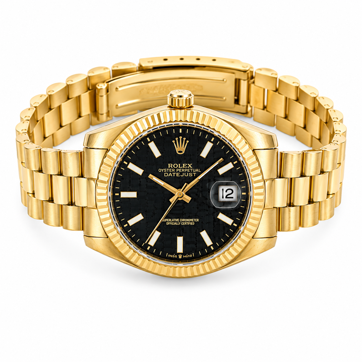Full Gold Black Dial man's Watch–Luxury Stainless Steel(man)