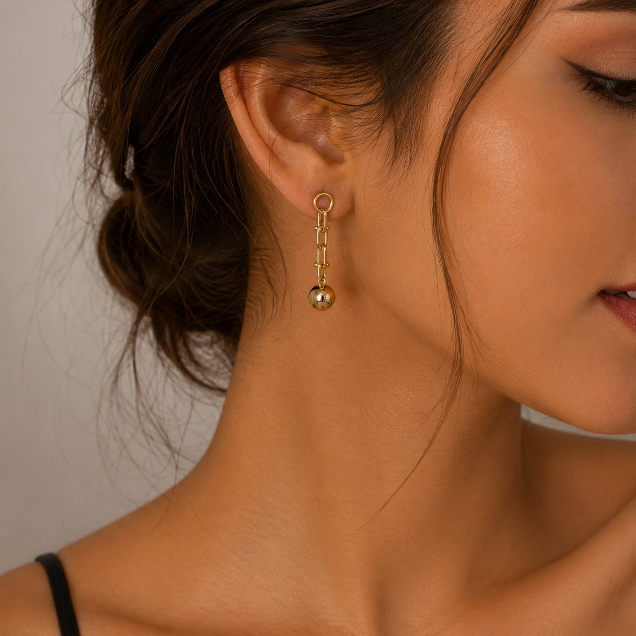 Golden Orbit ball Drop Earrings