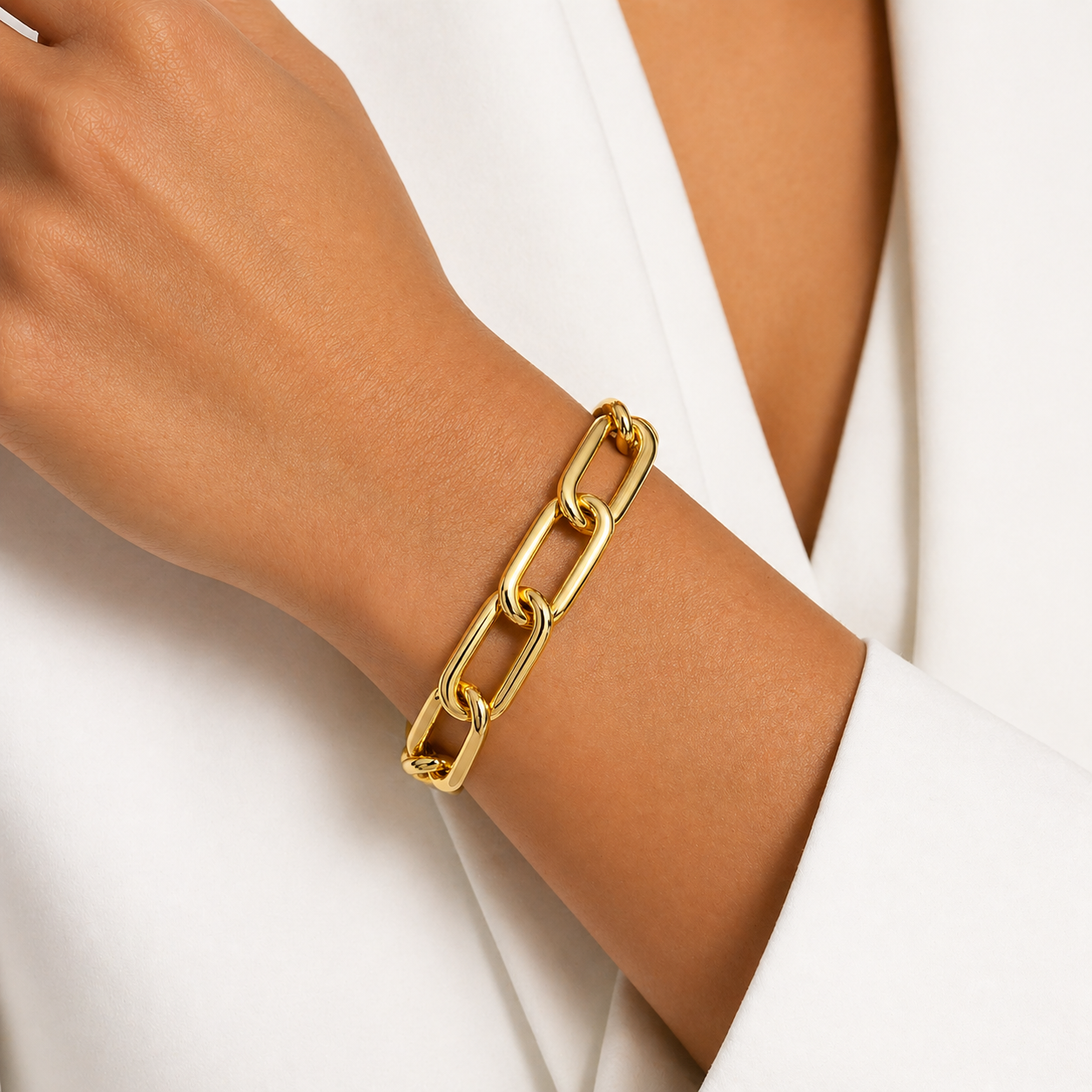 Bold blank Link Chain Bracelet – Gold Minimal Statement